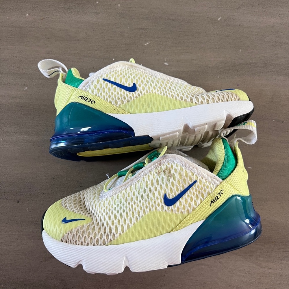 Nike Air Max 270 boys yellow and Royal blue sneakers 8C NO BOX B1G1 50% off